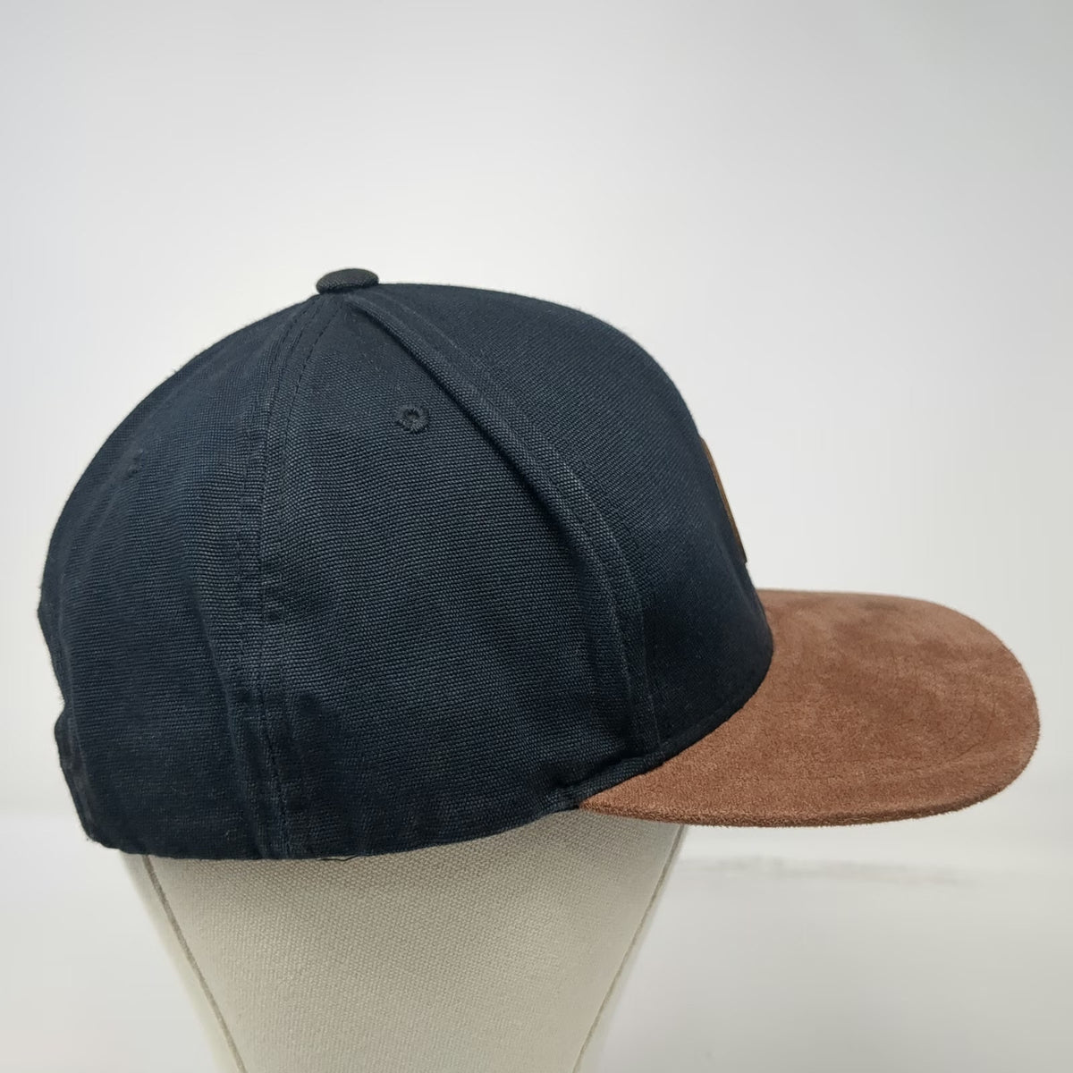 Volcom Snapback Hat Black Brown One Size Logo Patch Flat Brim Cotton Blend