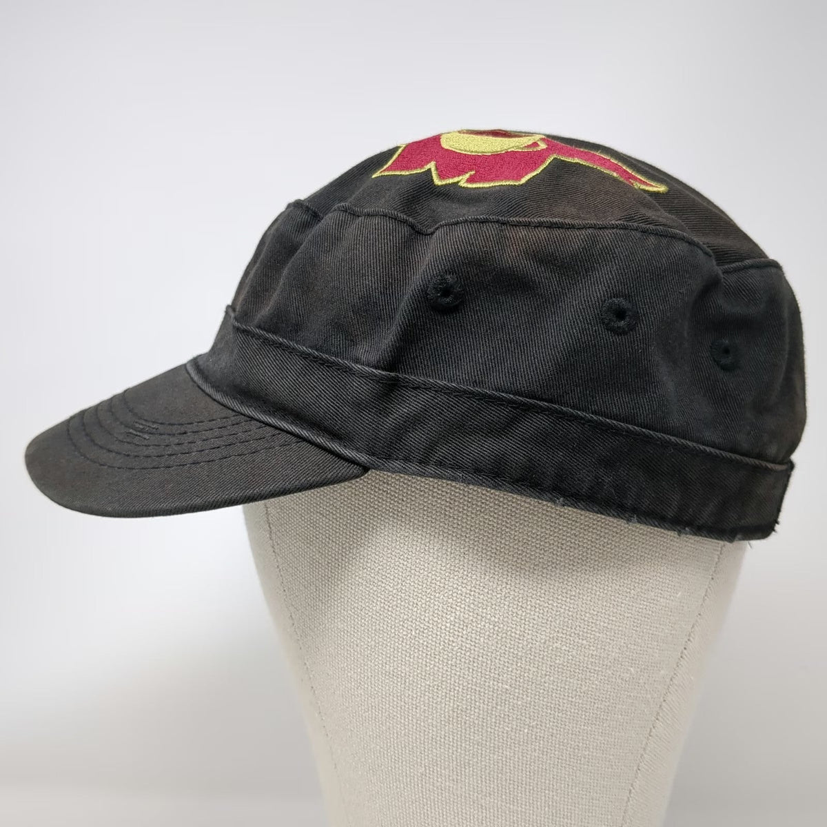 Alternative Black Army Cap One Size Strapback Cotton Hat Graphic Side Stitch