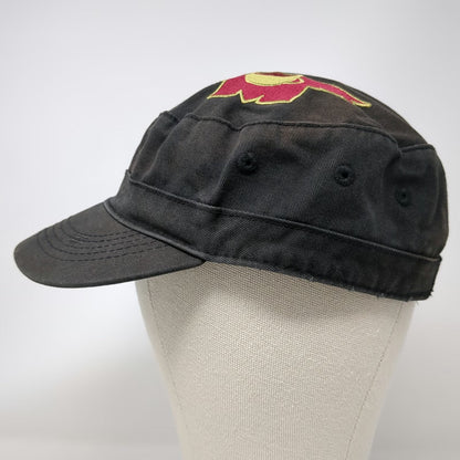 Alternative Black Army Cap One Size Strapback Cotton Hat Graphic Side Stitch