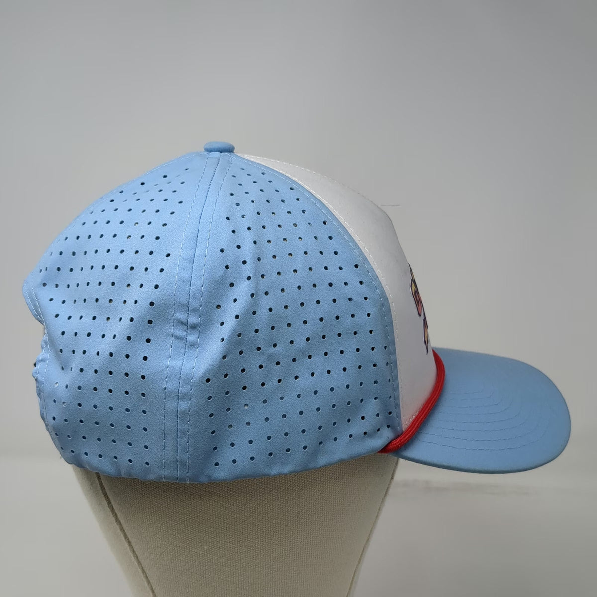 Birdieboss Trucker Hat Blue One Size 5 Panel Snapback Laser Cut Rope Golfing Cap