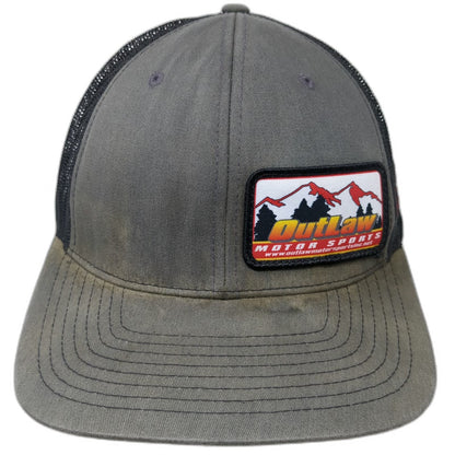 Richardson Trucker Hat Gray One Size Outlaw Motor Sports Mesh Snapback Patch