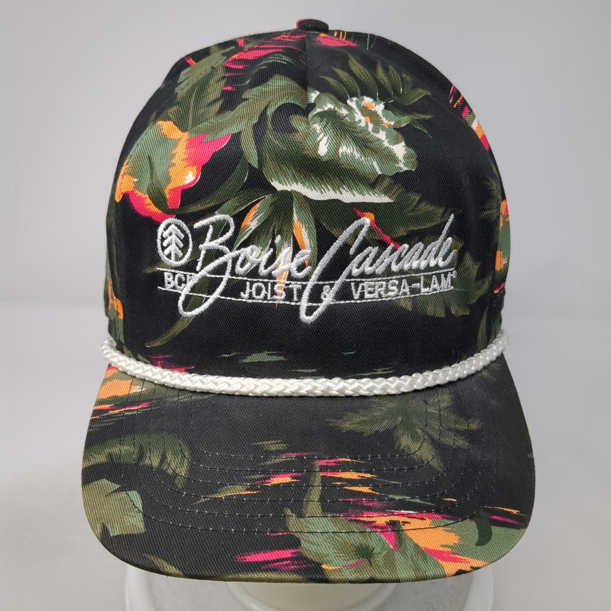 San Sun 5 Panel Black One Size Boise Cascade Joist Rope Floral Snapback Hat Logo
