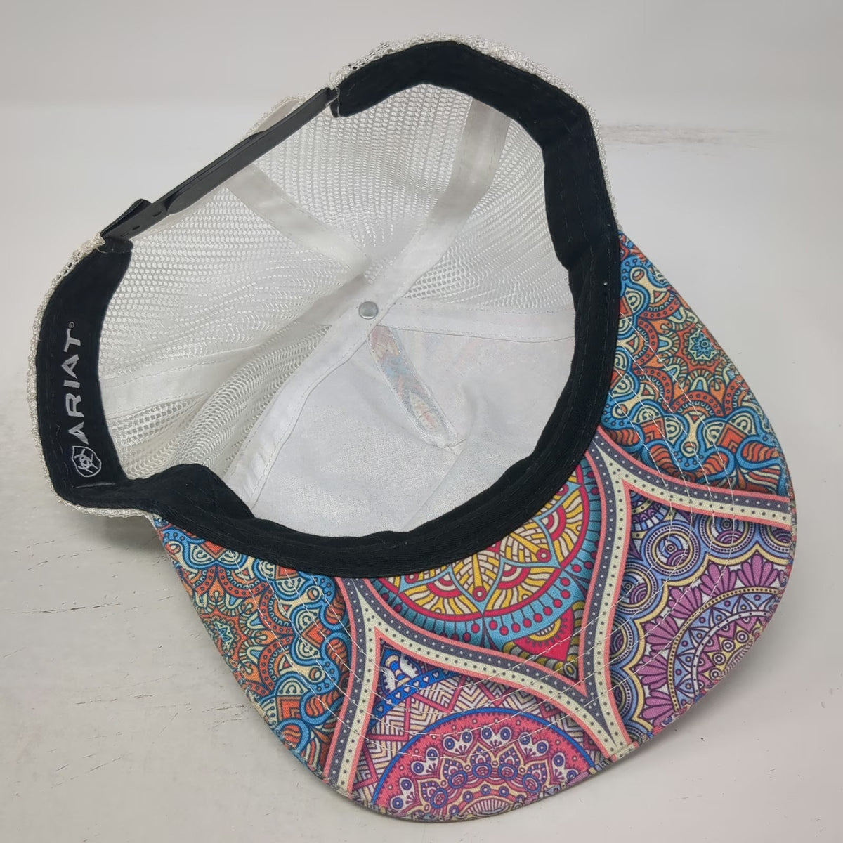 Ariat Trucker Hat Purple One Size Mandala Pattern Mesh Back Snapback Cap Logo