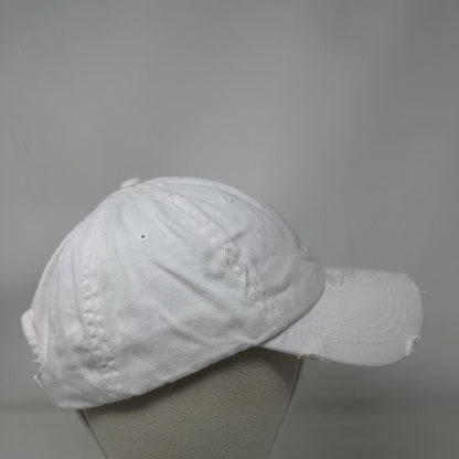 KB Ethos Strapback Hat Ponytail Caps White One Size Adjustable Distressed Blank