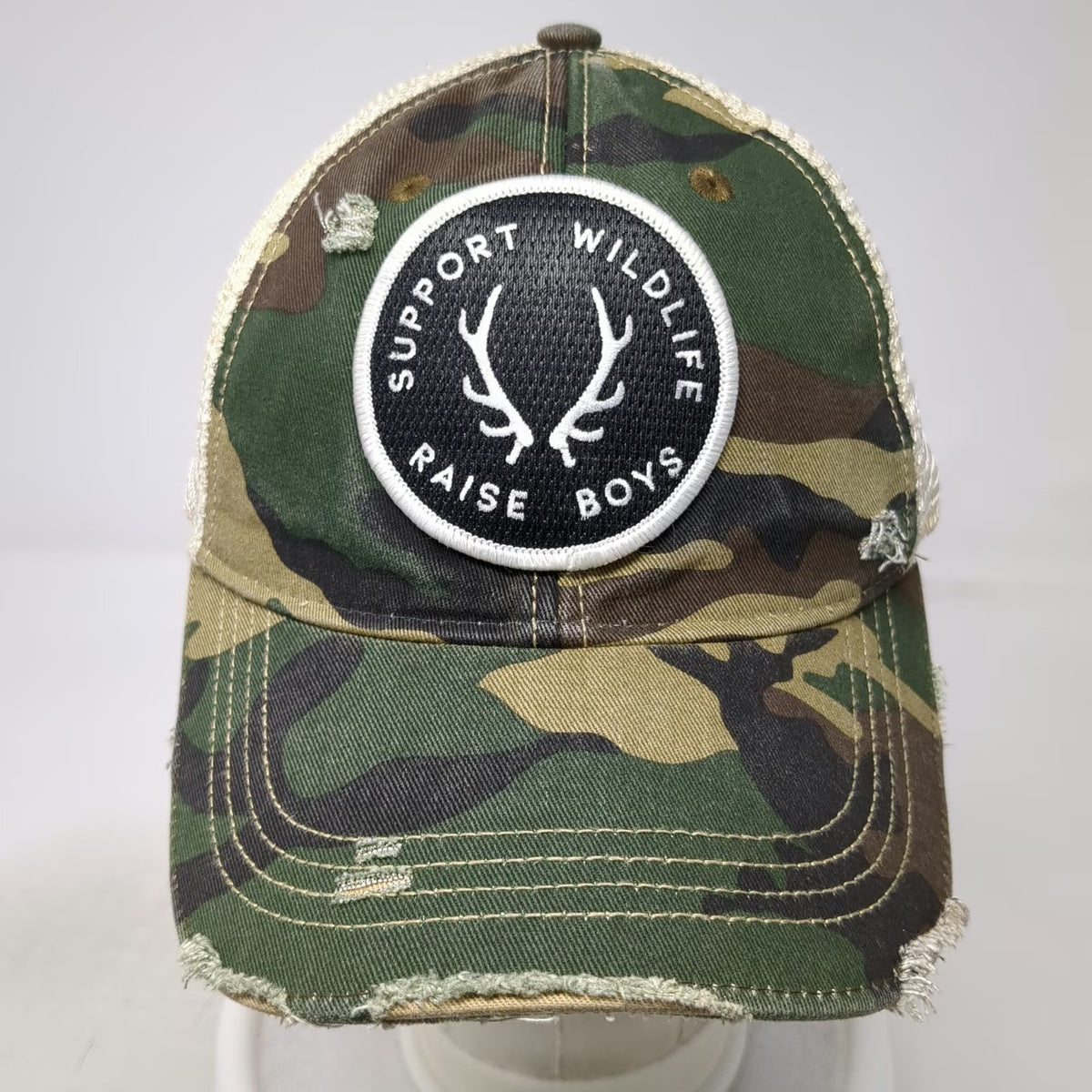 Judith March Green One Size Trucker Hat Support Wildlife Raise Camo Antlers