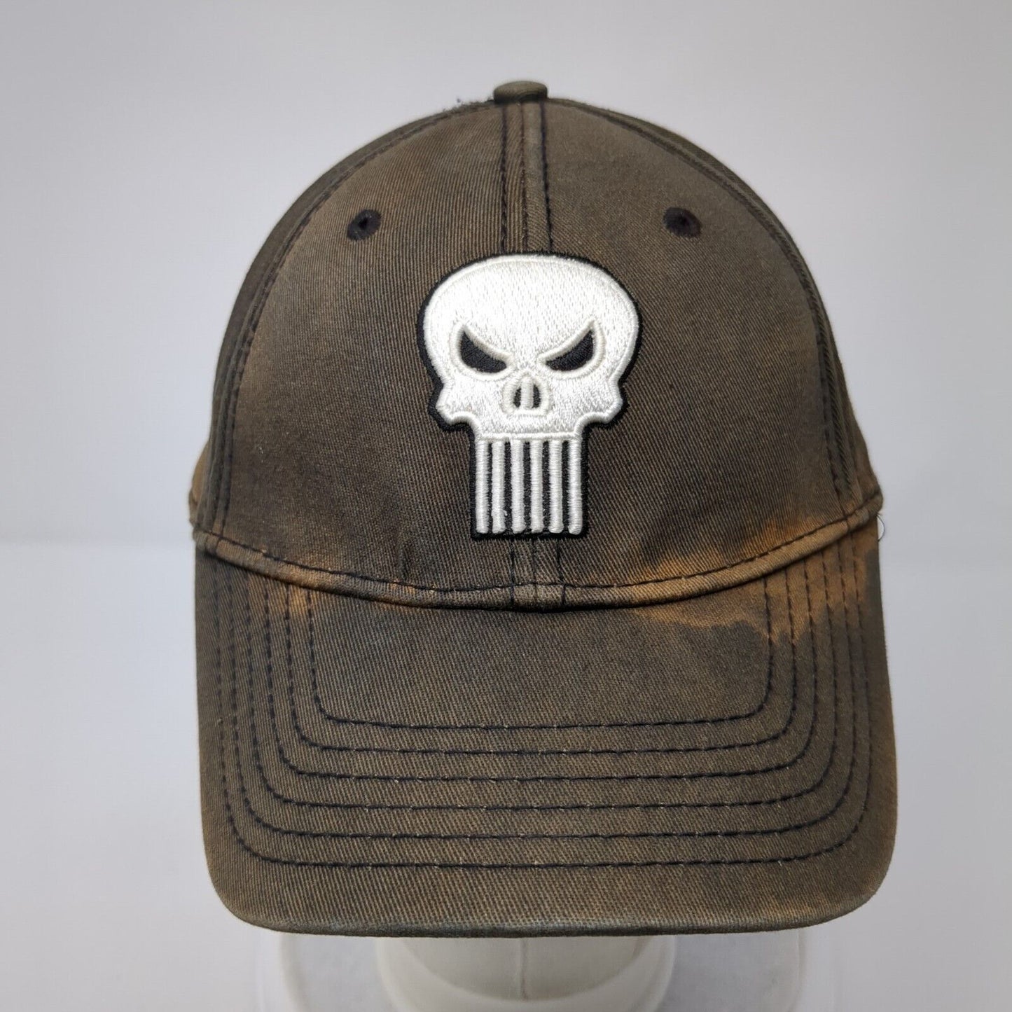 The Punisher Fitted Hat Black One Size Embroidered 6 Panel Marvel