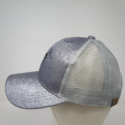 Snake Chase 2023 Ponytail Trucker Hat Gray One Size Adjustable Glitter Mesh Back