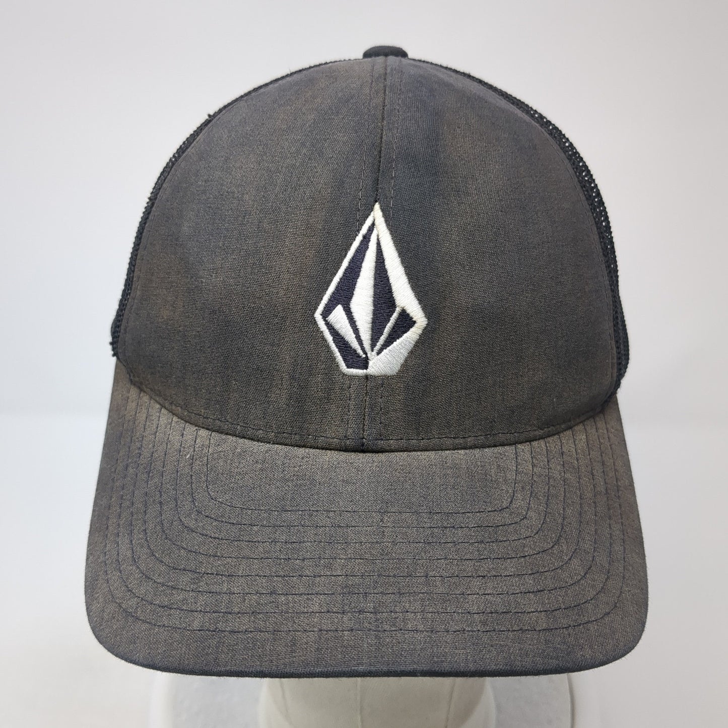 Volcom Snapback Trucker Hat Black One Size Adjustable Embroidered Mesh Back