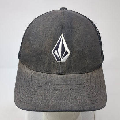 Volcom Snapback Trucker Hat Black One Size Adjustable Embroidered Mesh Back