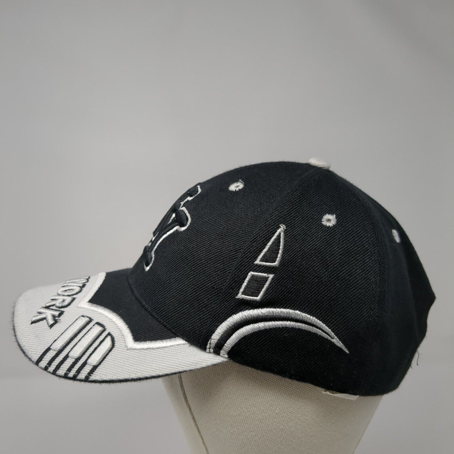 NY New York Strapback Hat Black One Size Embroidered 6 Panel Colorblock
