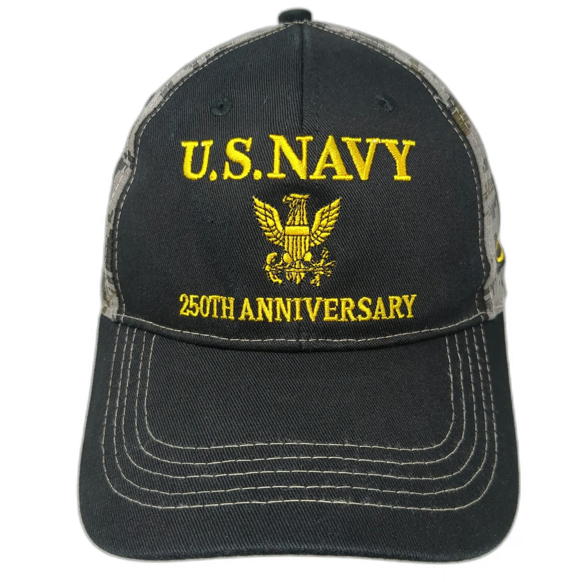 U.S. Navy 250th Anniversary Baseball Cap Black One Size Digital Camo Hat