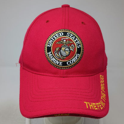 Rapid Dominance USMC Marine Corps Red One Size Baseball Cap Hat Strapback Gold