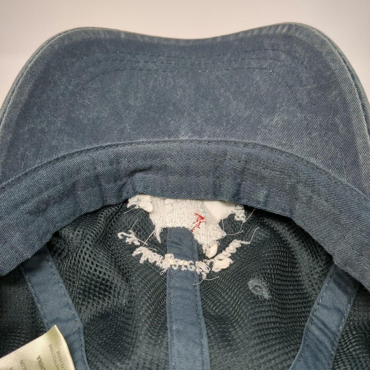 Adams Baseball Cap Blue White Red One Size Leather Strap Scottie Dog School Hat
