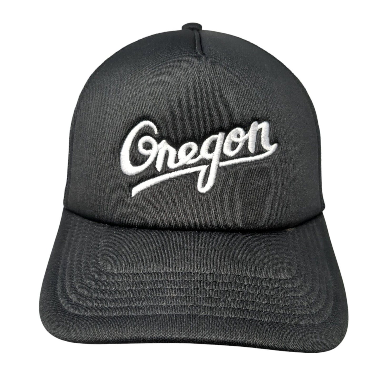 Oregon Snapback Frame Trucker Hat Black One Size Mesh Back AS Colour