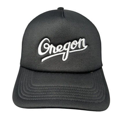 Oregon Snapback Frame Trucker Hat Black One Size Mesh Back AS Colour