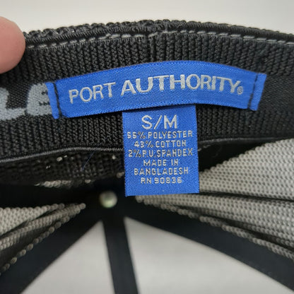 Port Authority Baseball Cap Gray M Fitted Flexfit Mesh Butte Fence Bison Logo