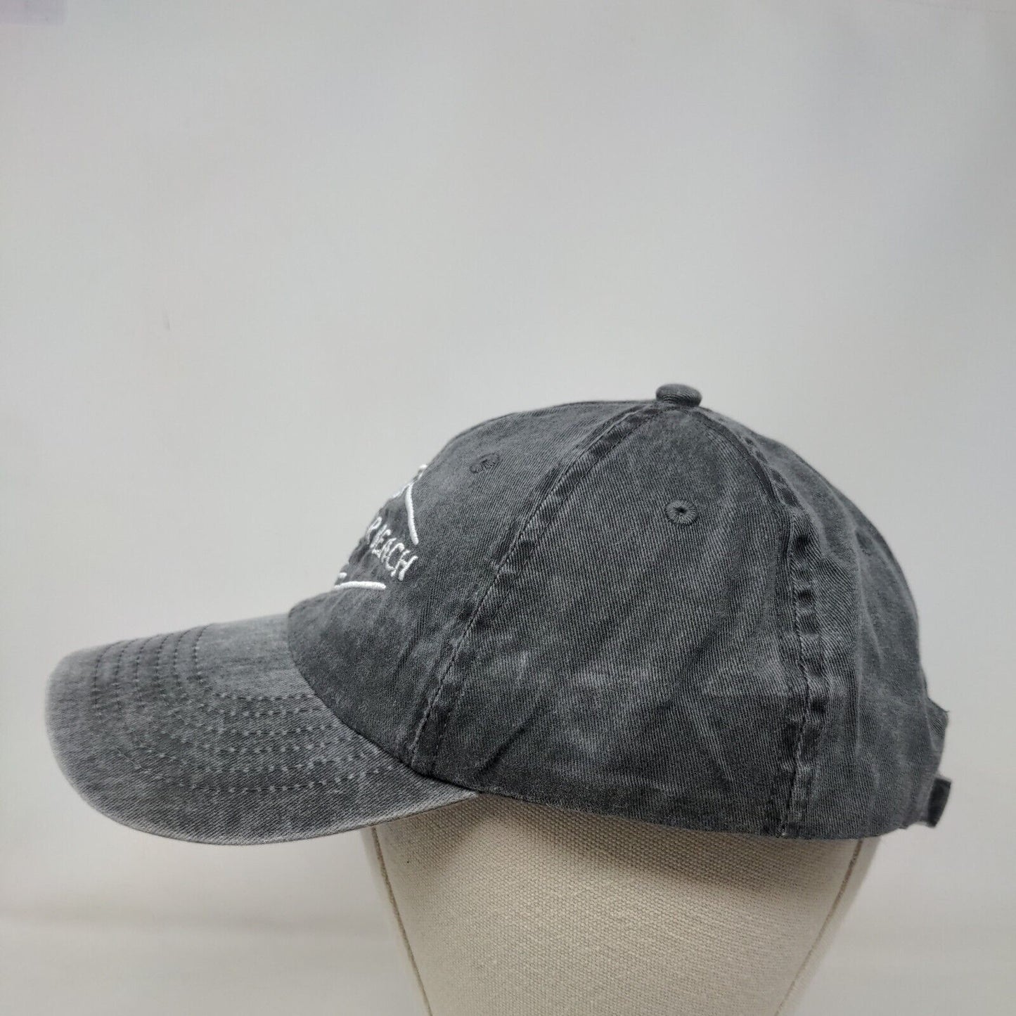 MacArthur Beach FL Slideback Hat Gray One Size Embroidered Royal Resortwear