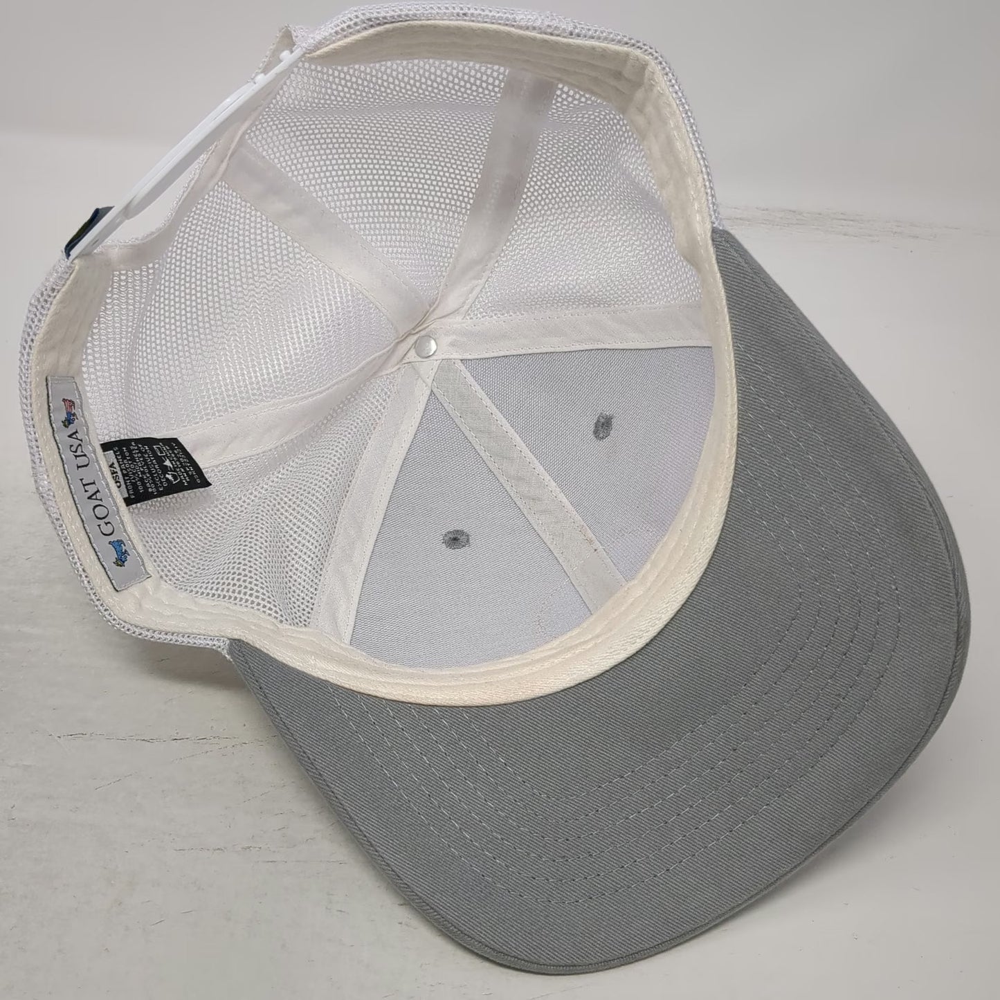 GOAT USA Trucker Hat Gray One Size Leather Patch Mesh Back Snapback Goat Logo