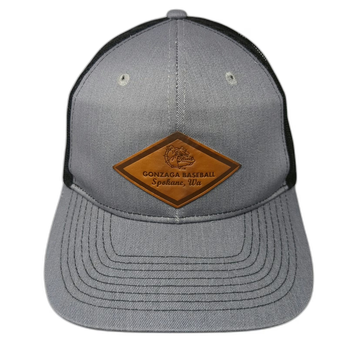 Port Authority Gonzaga Bulldogs NCAA Trucker Hat Black OSFM Leather Patch Mesh