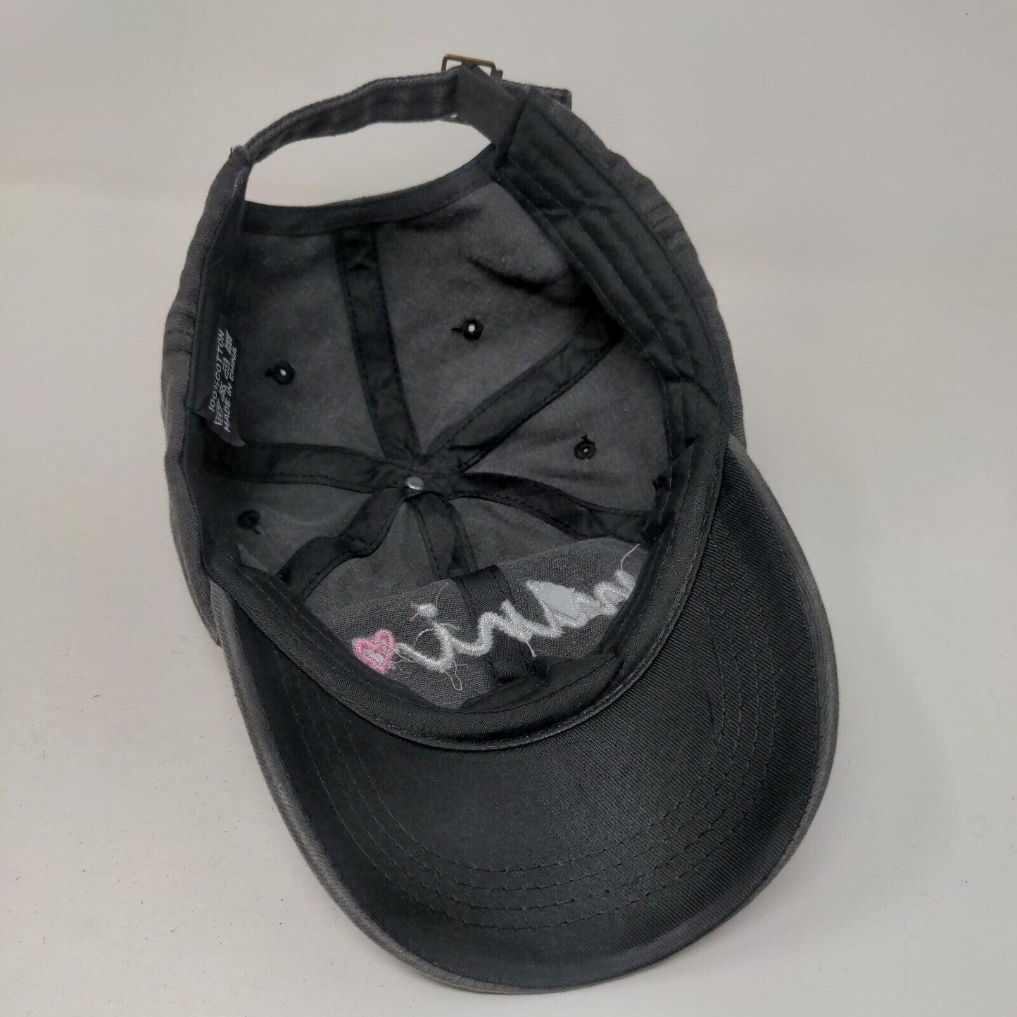 Mini Slideback Hat Gray One Size Adjustable Embroidered Logo 6 Panel Cotton