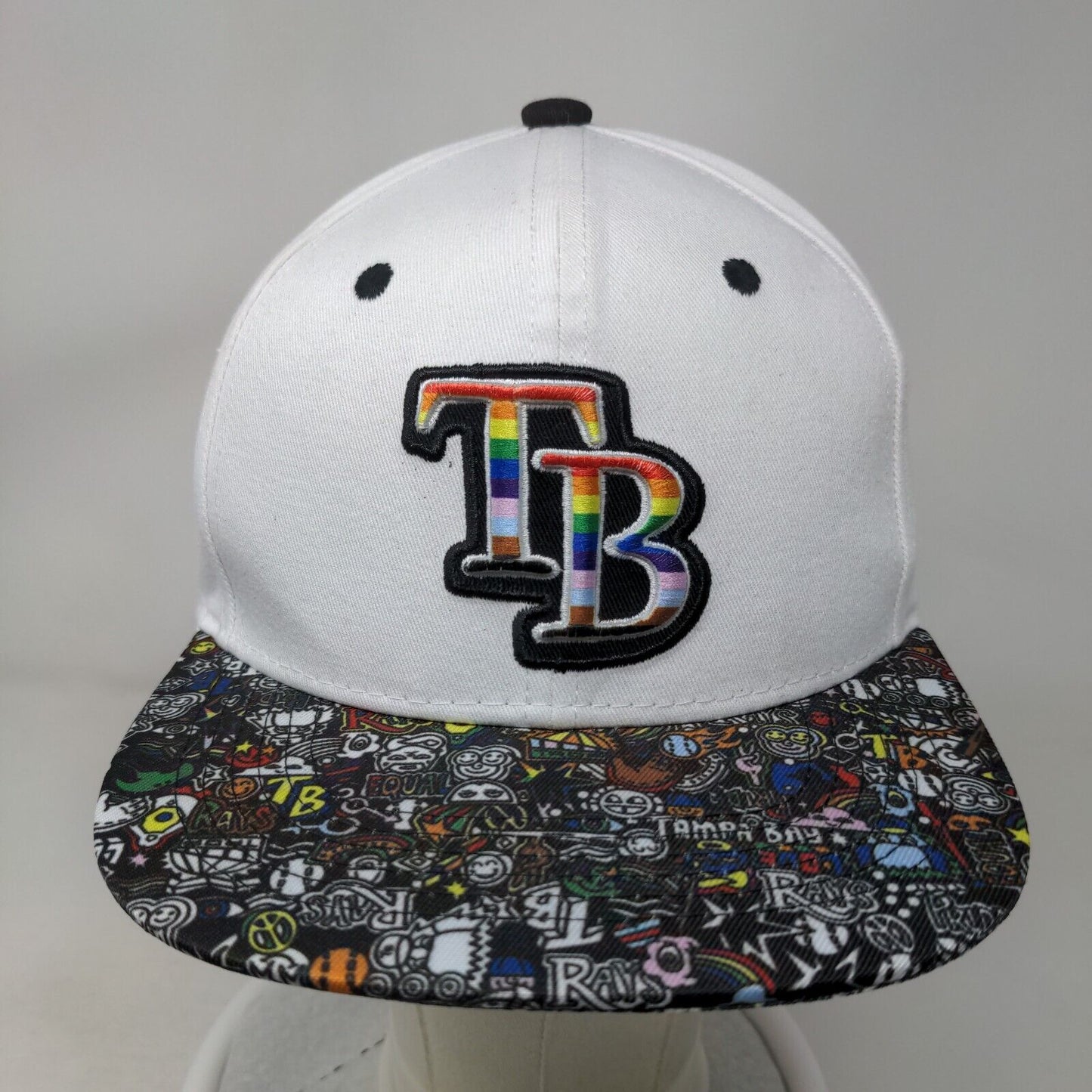 Tampa Bay Rays Snapback Hat White All Over Print Bill Embroidered MLB