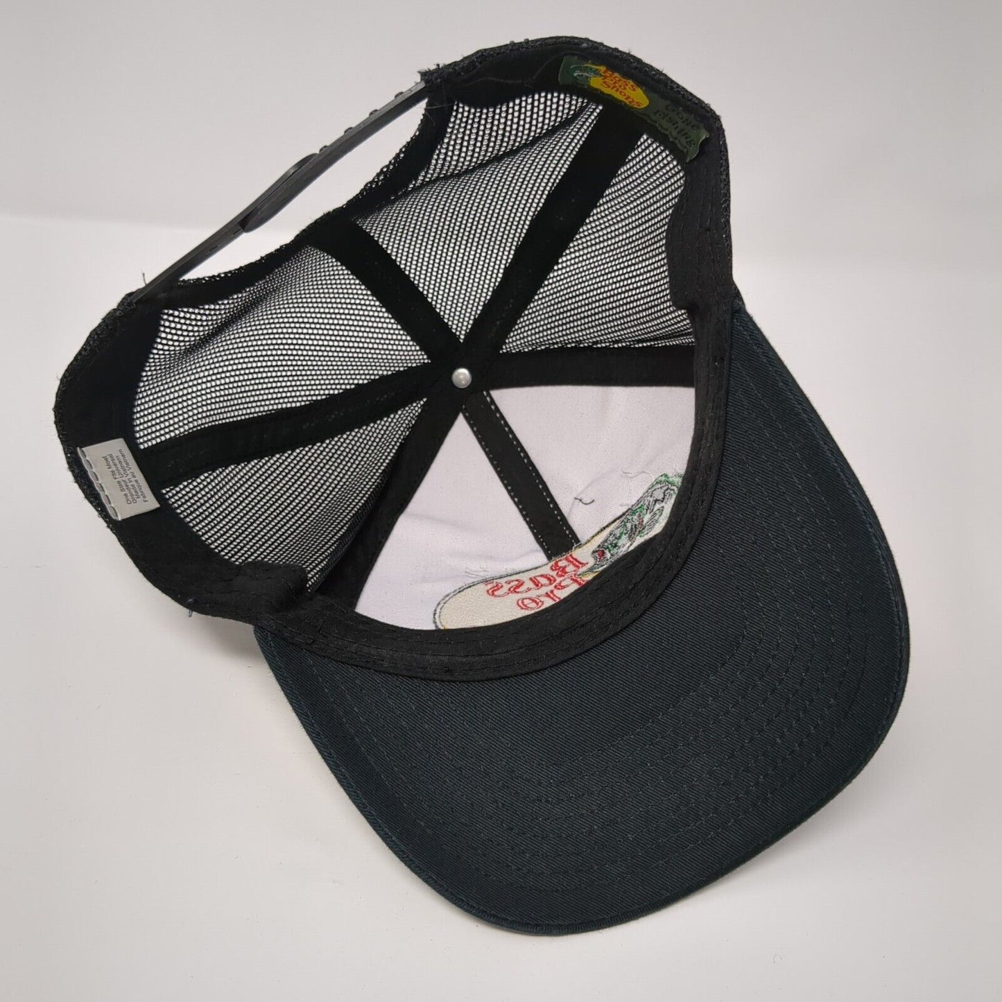 Bass Pro Shops Snapback Trucker Hat Black OSFM Adjustable Mesh Back Gone Fishing
