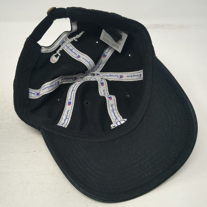 Champion Baseball Cap Black One Size Embroidered Logo Cotton Slideback Strap Hat