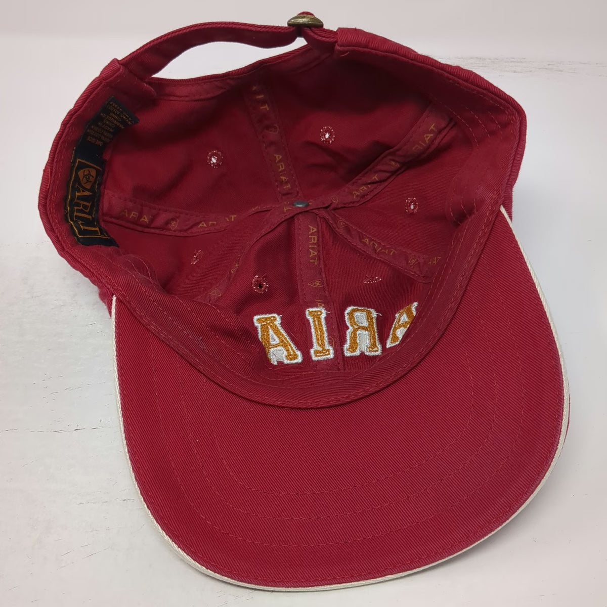 Ariat Baseball Cap Red One Size Chenille Logo Since 1993 Slideback Buckle Hat