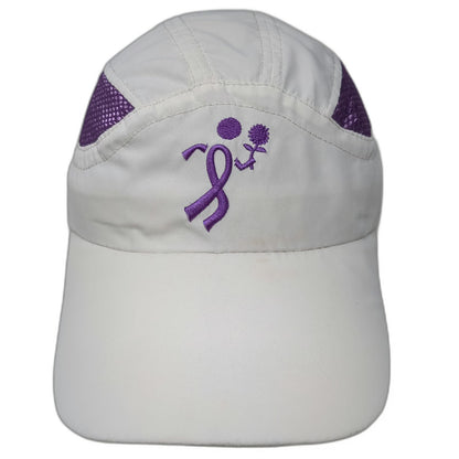 RaceTrackers Baseball Cap White One Size Purple Mesh Running Ribbon Logo Hat