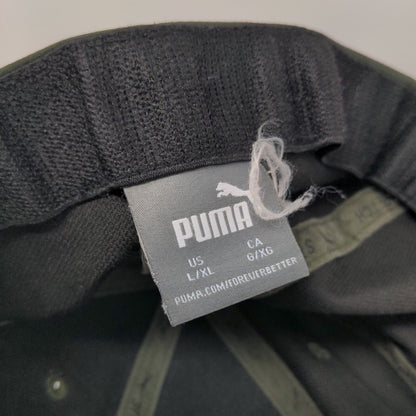 PUMA Fitted Hat Green L/XL Embroidered Lightweight Vented Holes 6 Panel