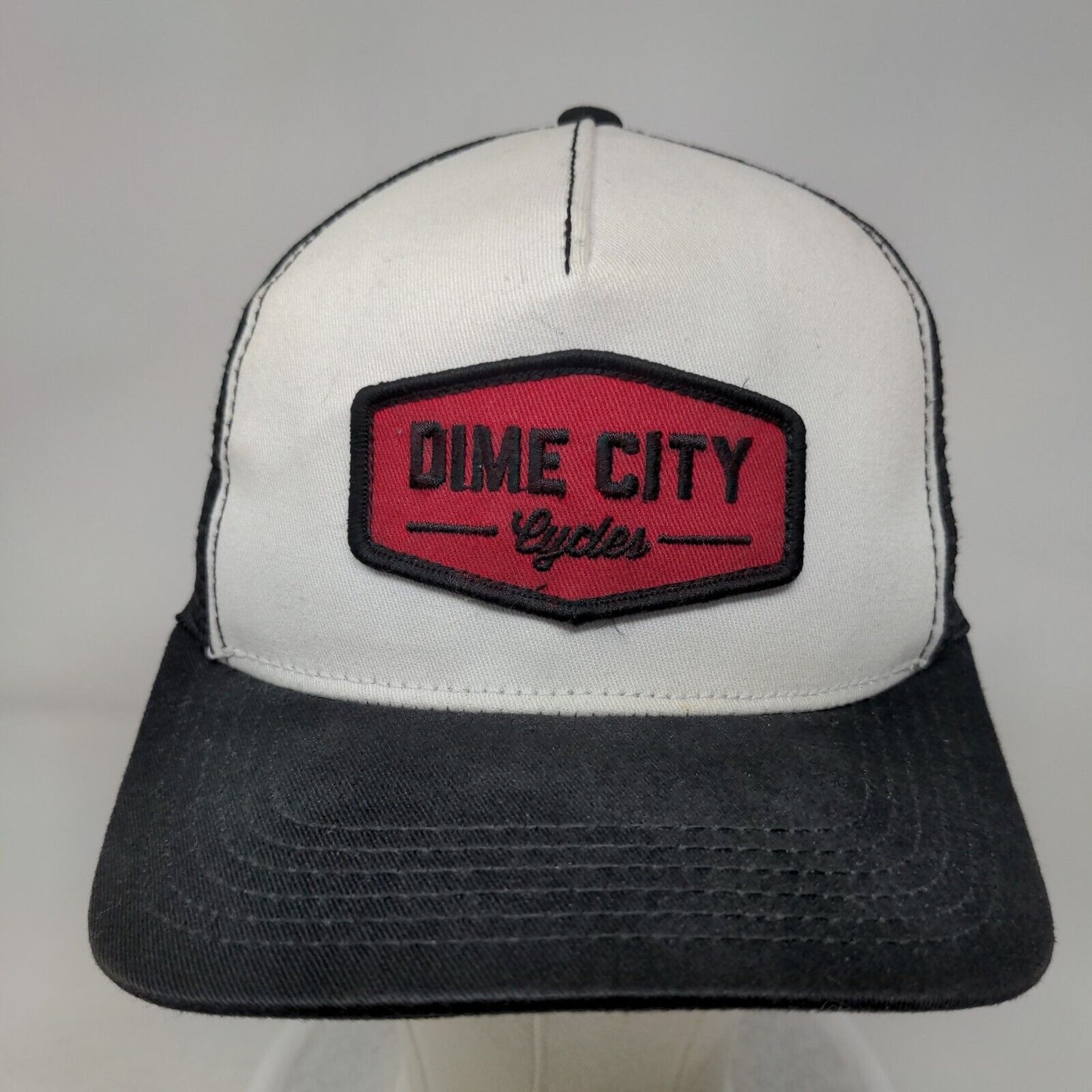 Dime City Cycles Snapback Trucker Hat Black One Size Embroidered Mesh Back