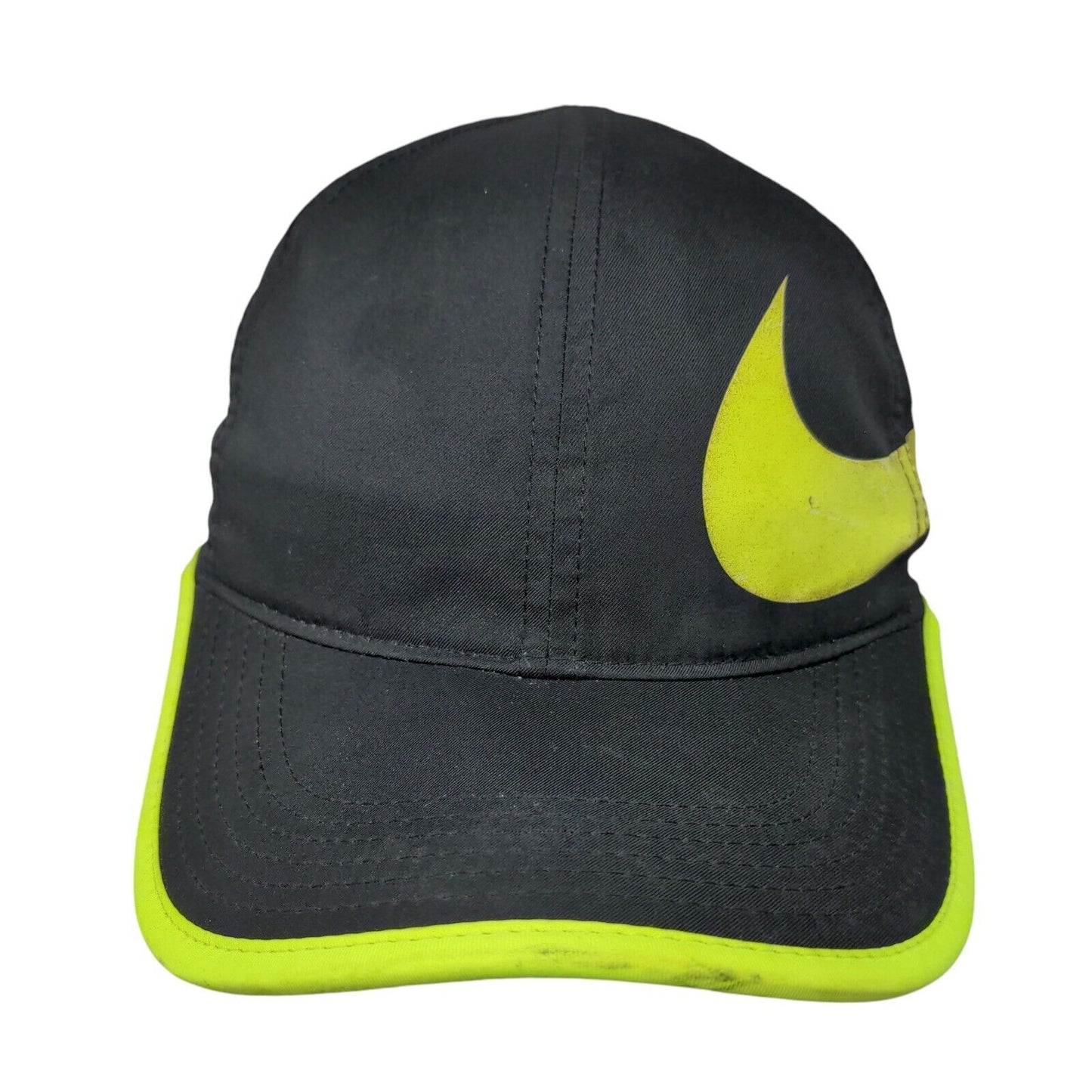 Nike Big Swoosh Strapback Hat Black OSFM Adjustable Featherlight Dri-Fit