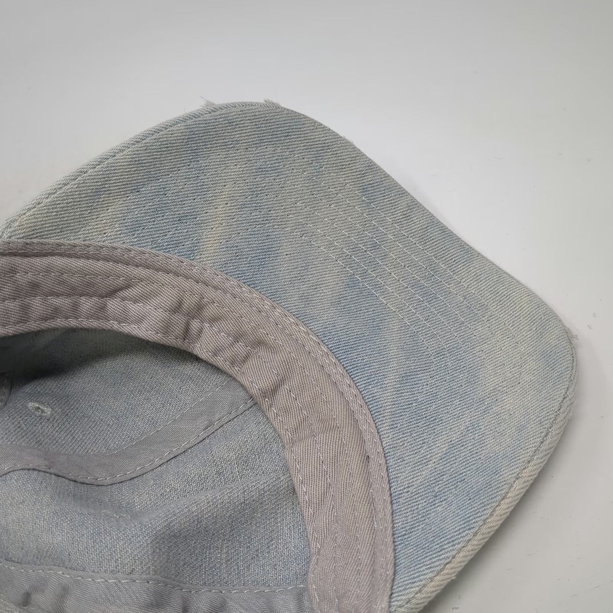 Express Baseball Cap Blue OSFM Distressed Denim Slideback Hat Plain Light Wash