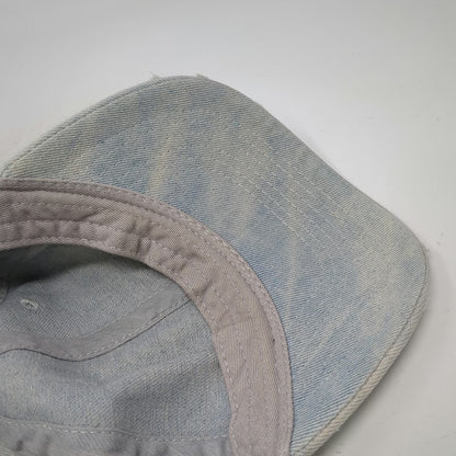 Express Baseball Cap Blue OSFM Distressed Denim Slideback Hat Plain Light Wash