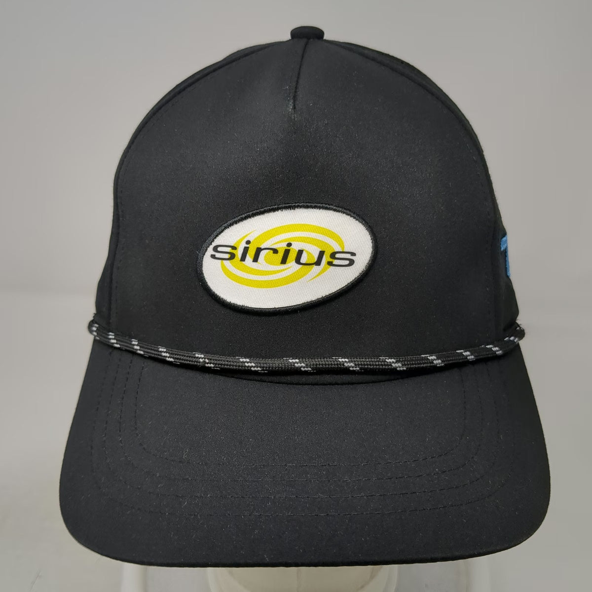 Mega Cap Trucker Hat Black One Size Sirius Satellite Radio Oklahoma Rope Patch