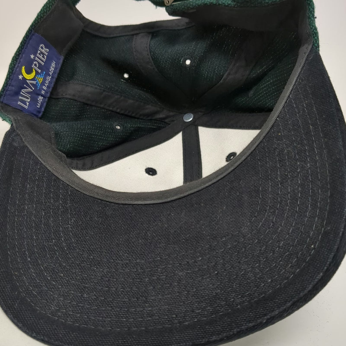 Luna Pier Baseball Cap Green Black One Size Two Tone Textured Hat Slideback