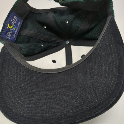 Luna Pier Baseball Cap Green Black One Size Two Tone Textured Hat Slideback