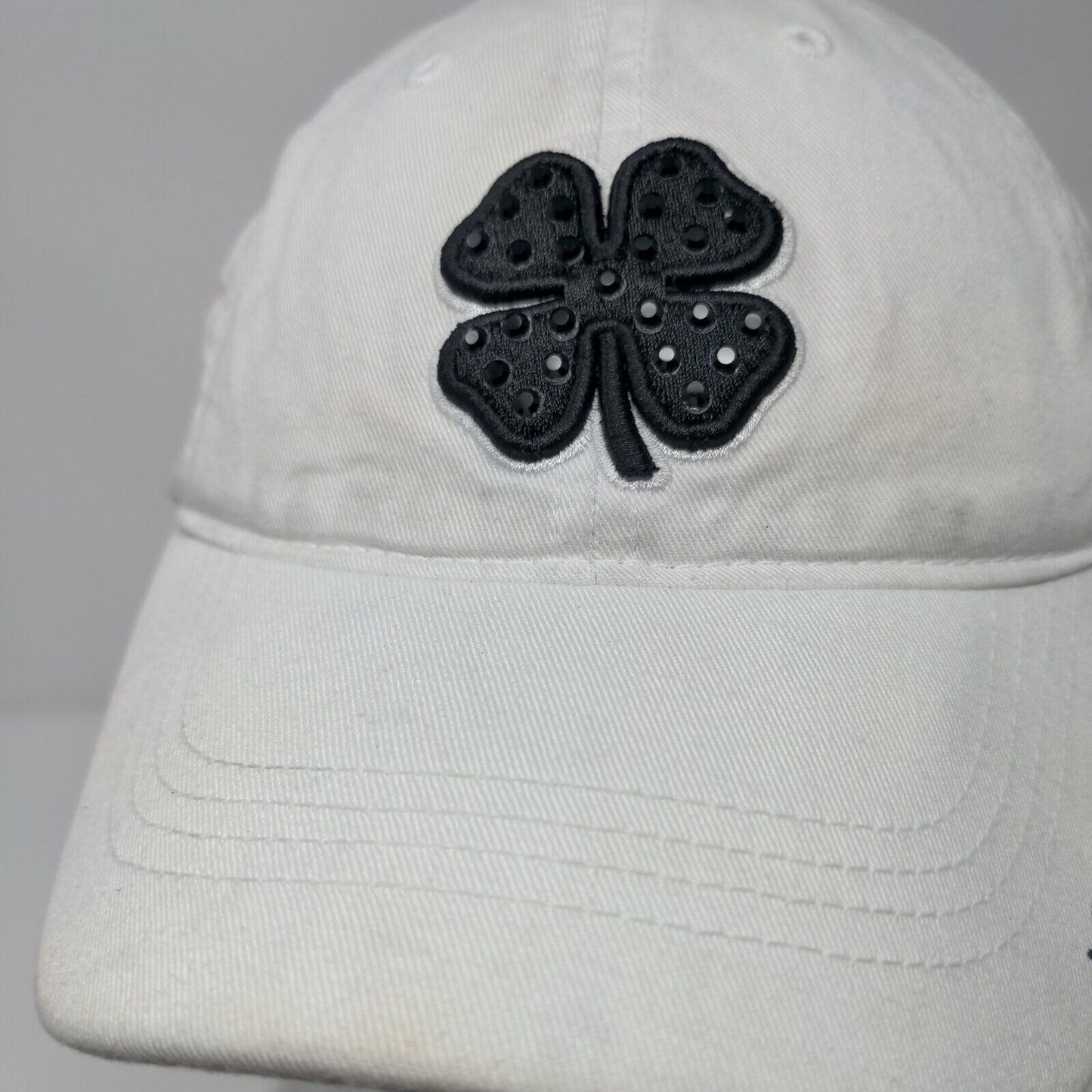 Live Lucky The Madison Club Slideback Hat White OSFA Adjustable Black Clover