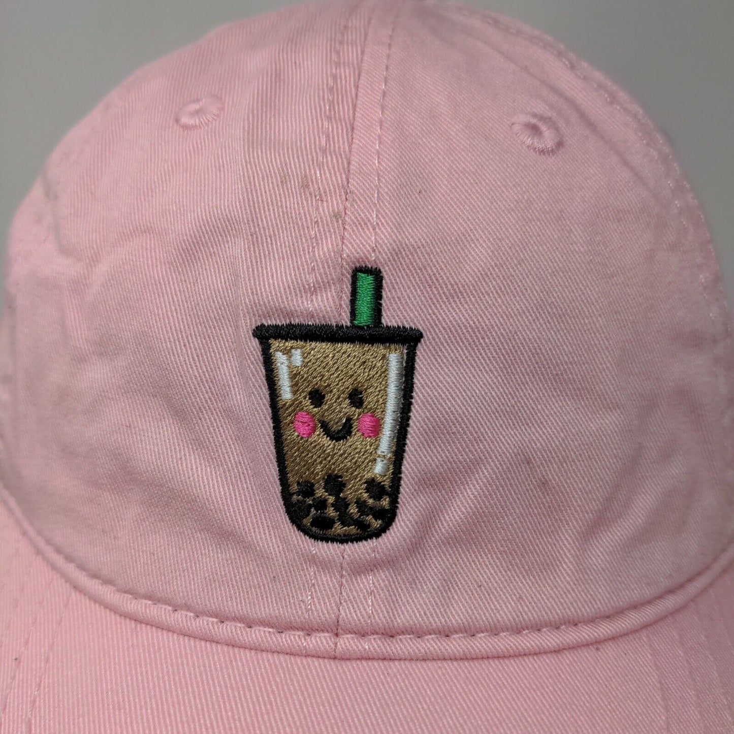Boba Bubble Tea Slideback Hat Pink One Size Embroidered ChoKoLids