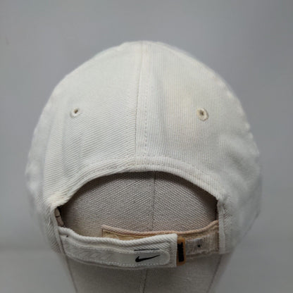 Nike Swoosh Strapback Hat Cream OSFA Adjustable Embroidered Vented Holes 6 Panel