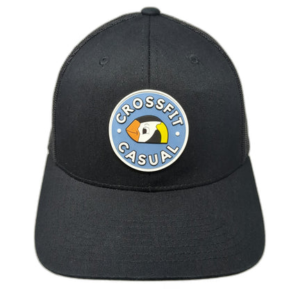 Yupoong Trucker Hat Black One Size CrossFit Casual Puffin Bird Patch Snapback