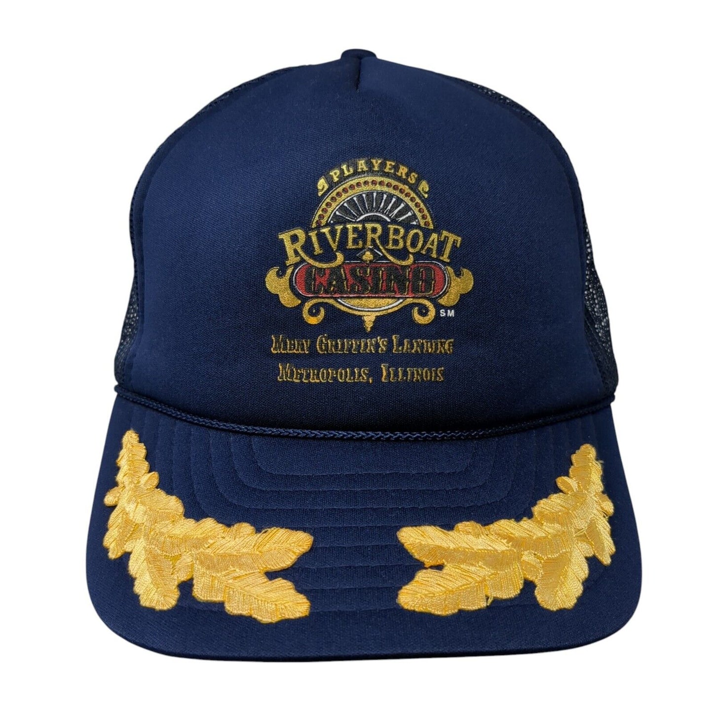 Riverboat Casino Snapback Rope Trucker Hat Blue One Size Mesh Back