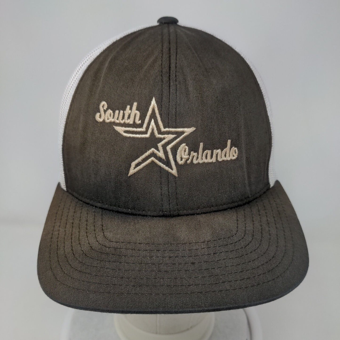 South Orlando Snapback Mesh Back Trucker Hat Brown Embroidered Pacific