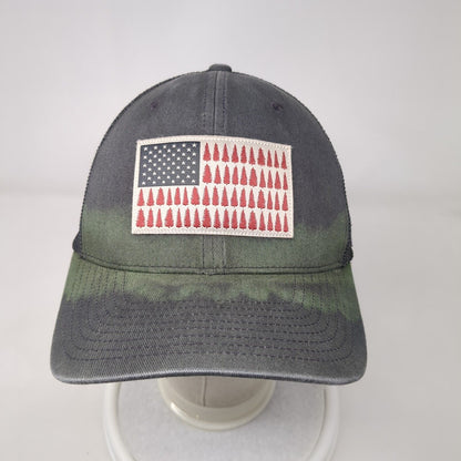 Pine Trees American Flag Fitted Trucker Hat Gray OS Mesh Back 6 Panel Columbia