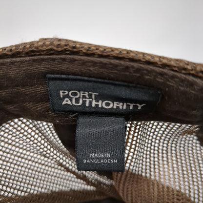 Brundage-Bone Snapback Trucker Hat Brown Adjustable Mesh Back Port Authority