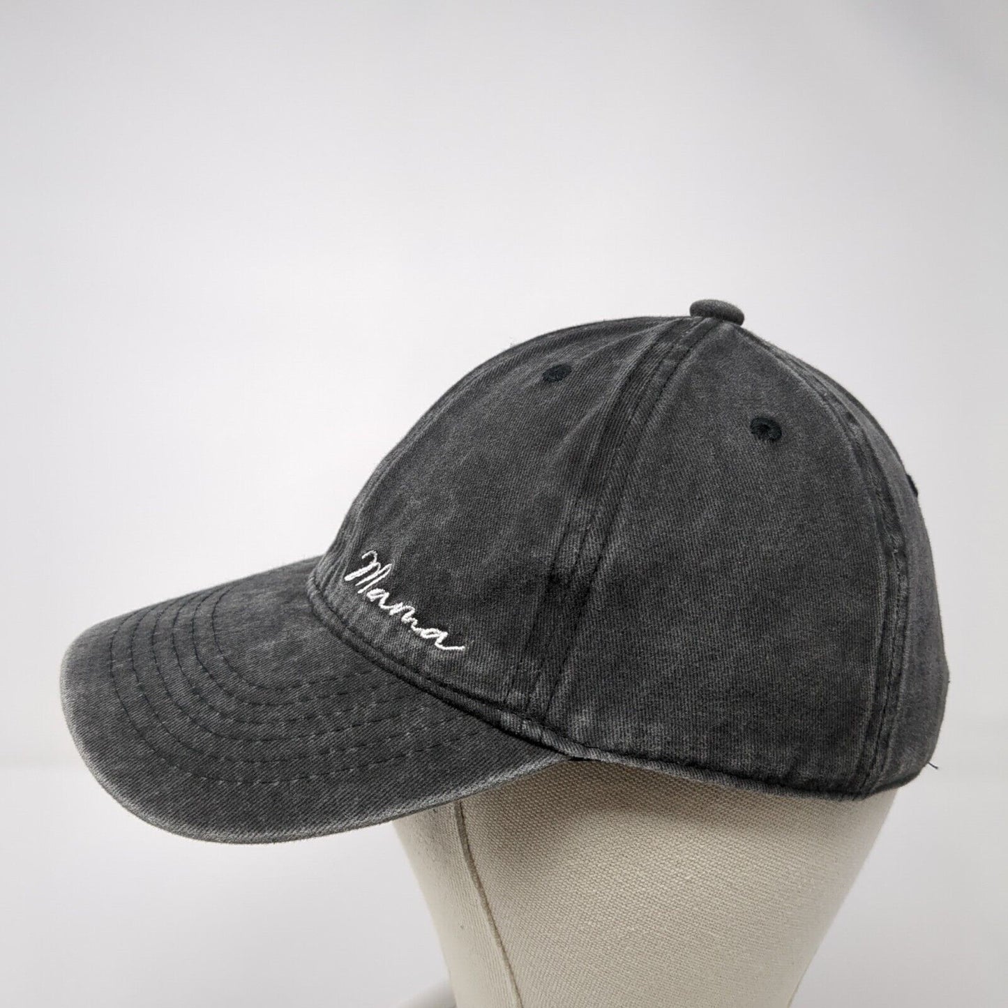 Mama Slideback Hat Gray One Size Adjustable Embroidered Solid Lichfamy