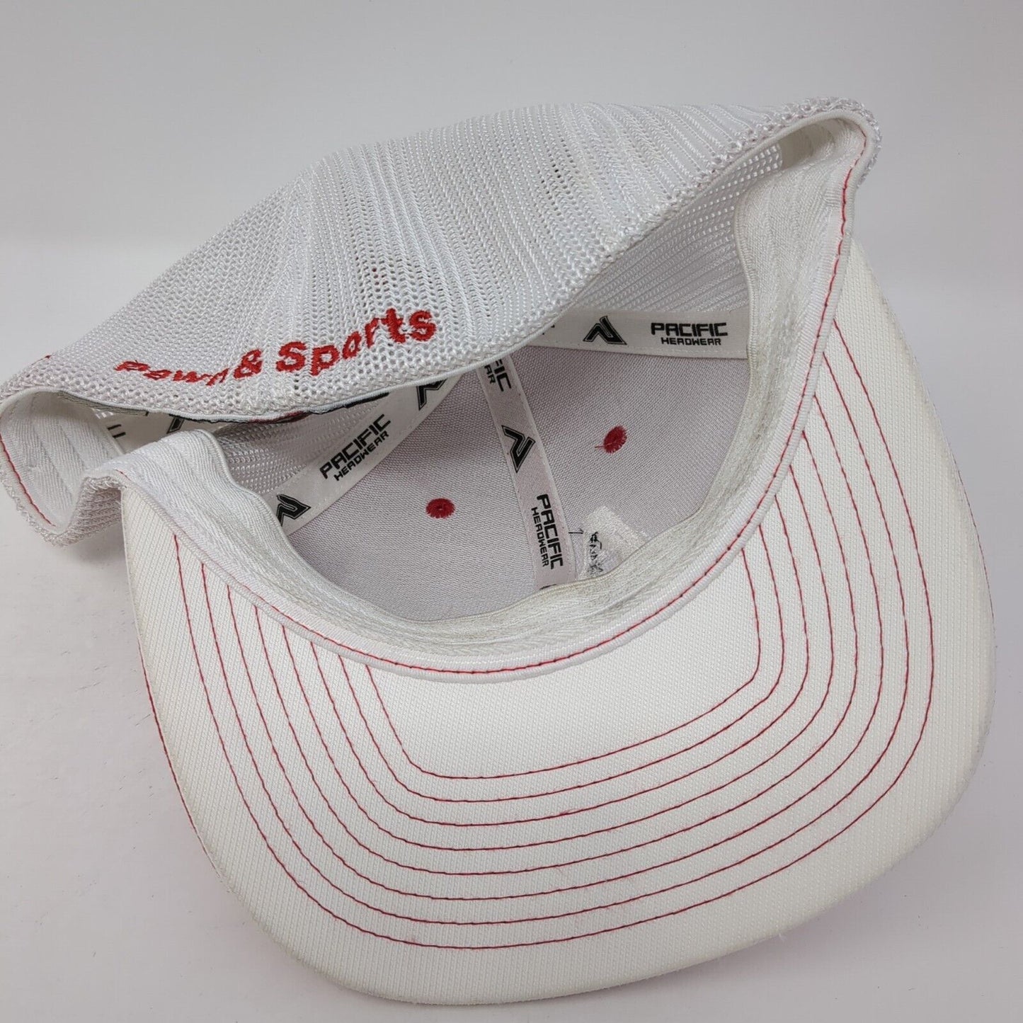 Al's Pawn & Sports Fitted Trucker Hat Red 7 3/8-8 Mesh Back Pacific Headwear