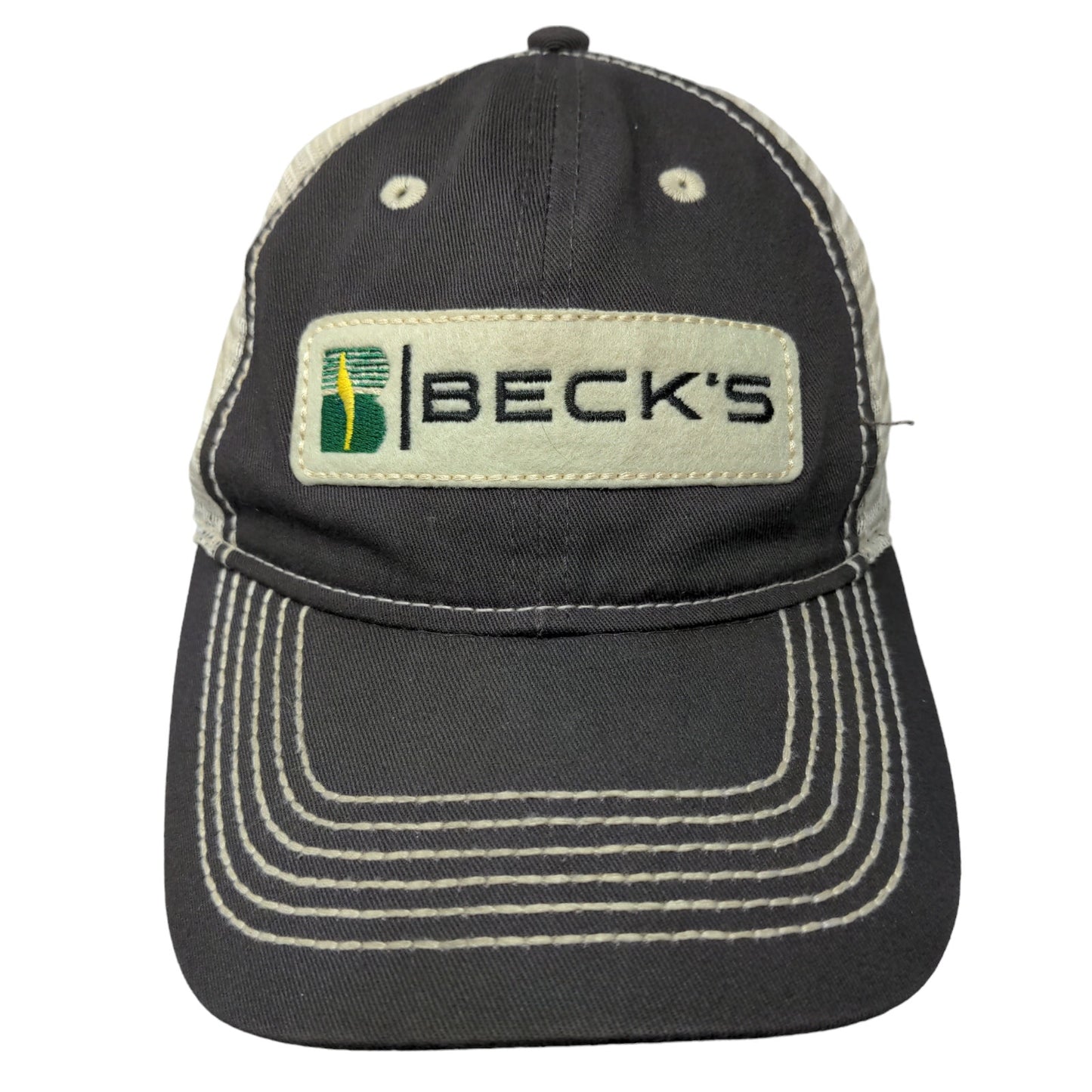 Beck's Seeds Men's Strapback Mesh Back Hat Gray Size OSFA Embroidered Logo