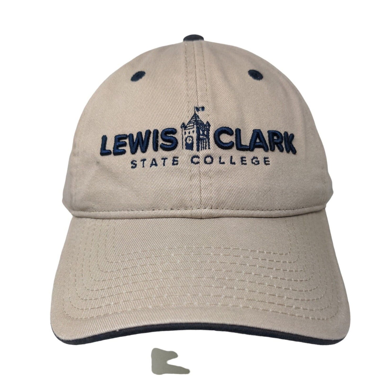 The Game Men's Slideback Hat Tan OSFM Embroidered Lewis Clark State College Logo