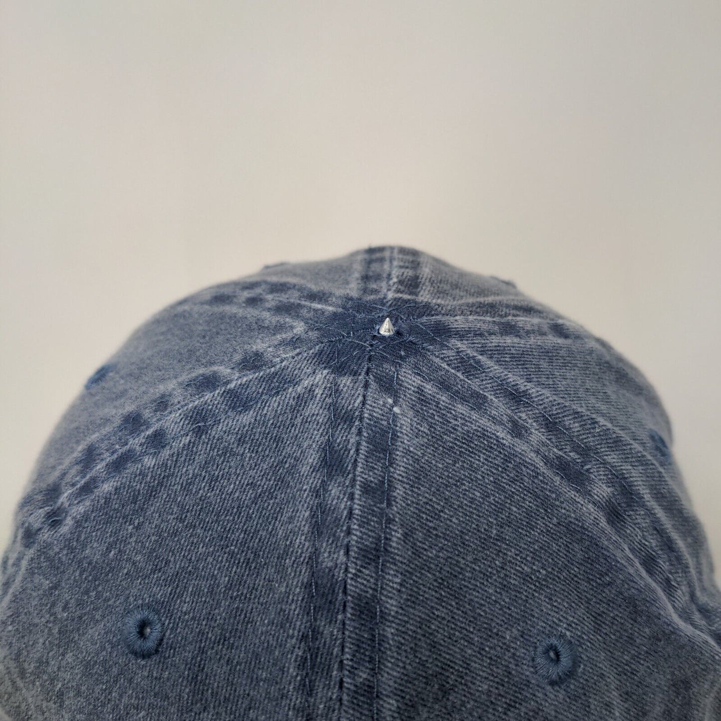 Unbranded Strapback Hat Blue OSFM Adjustable Vented Holes 6 Panel Denim Blank